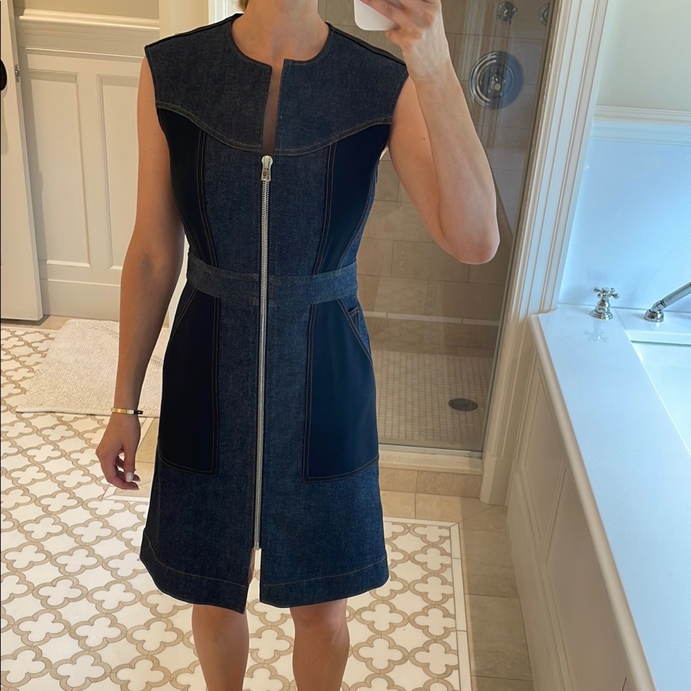 Diane Von Furstenberg Denim and Black Mini Dress